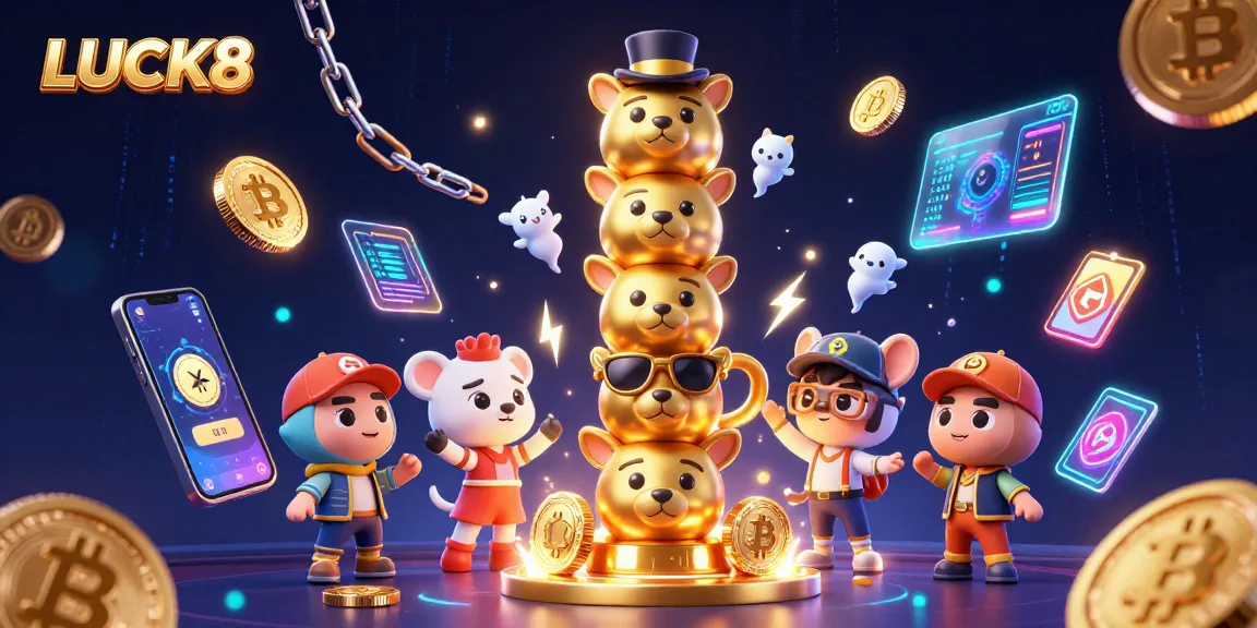 Engage with LUCK8's vibrant casino gaming scene featuring dynamic elements and cartoon characters.