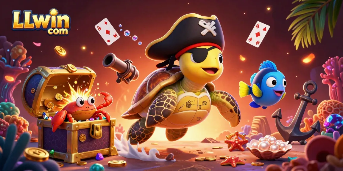Engage with thrilling underwater adventures at LLwin com, featuring pirate-themed characters amid vibrant treasure.