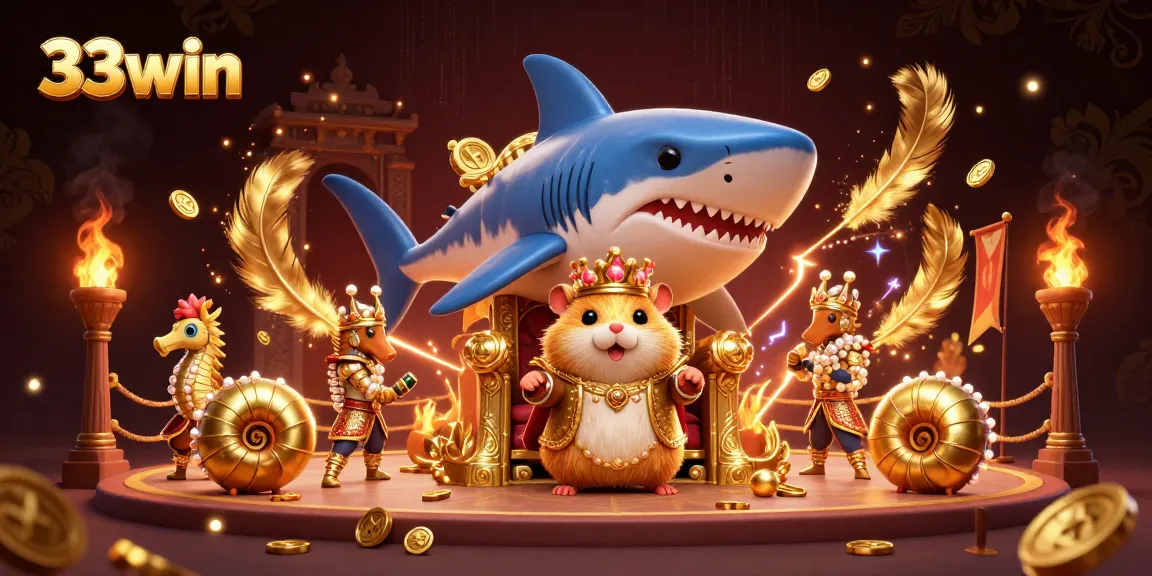 Engage in exciting gameplay with 33win featuring a fierce hamster king and vibrant casino elements.