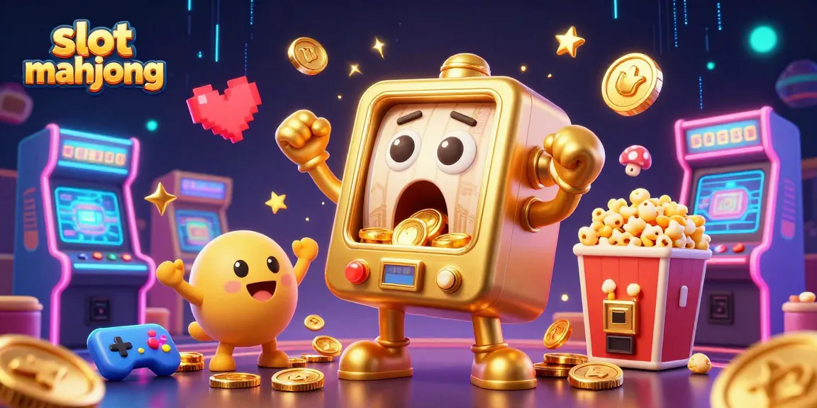 Experience the thrill of slot mahjong as a golden slot machine hits a jackpot with coins overflowing.
