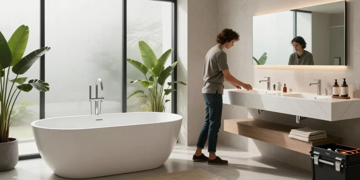 KingKonree's luxurious solid surface bathtub, countertops, and custom designs in a modern bathroom setting.