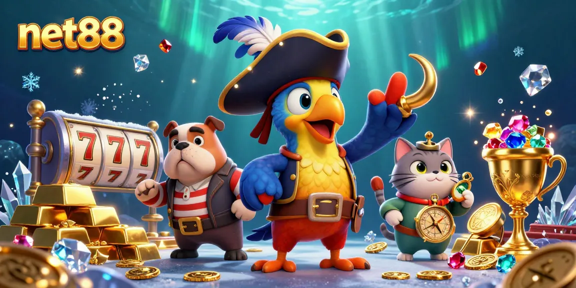 Engage in thrilling casino gaming with net88's pirate-themed adventure featuring treasures.