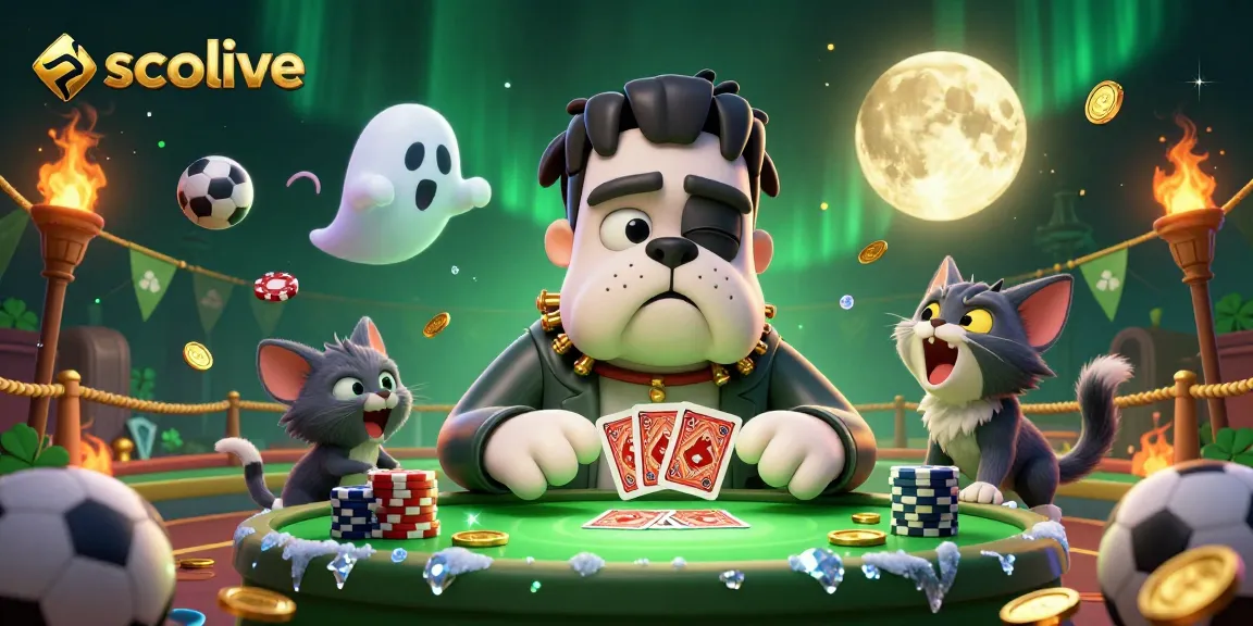 Socolive offers an exhilarating gaming experience with a dynamic illustration of card-dealing in a thrilling sports betting atmosphere.