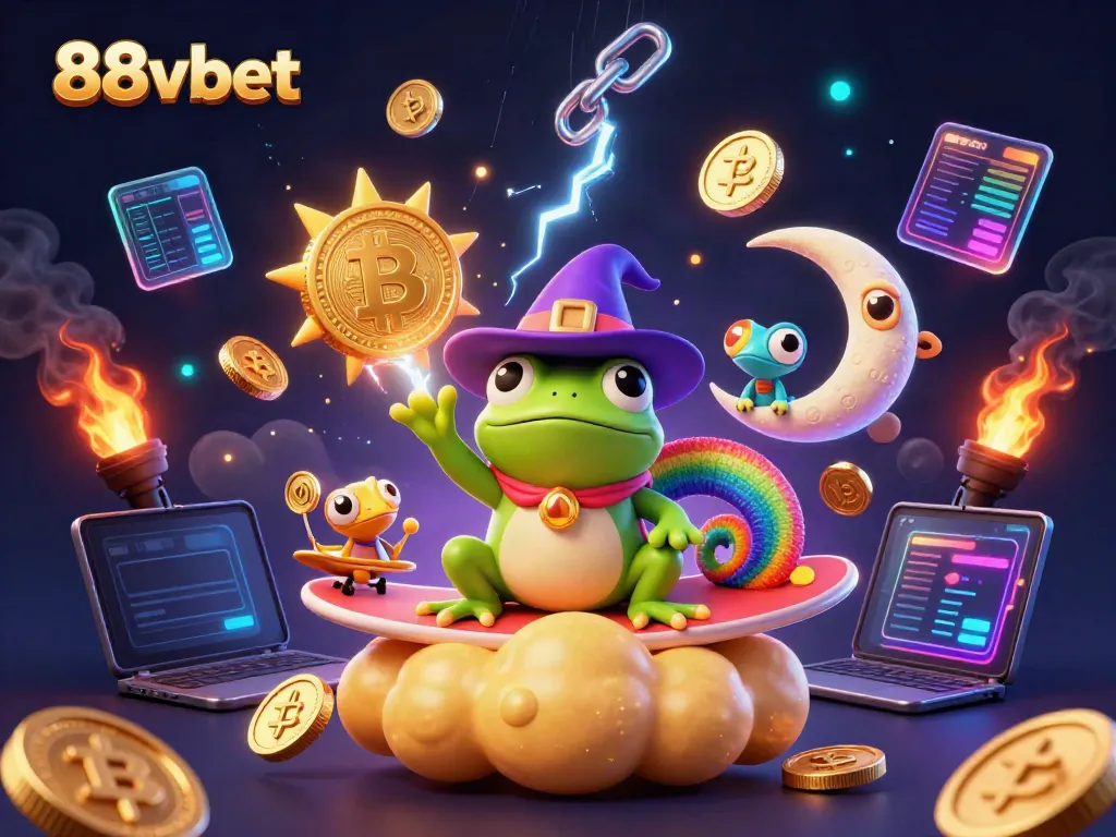 Experience the magic of gambling with 88vbet framed by a storm of golden coins and crypto elements.