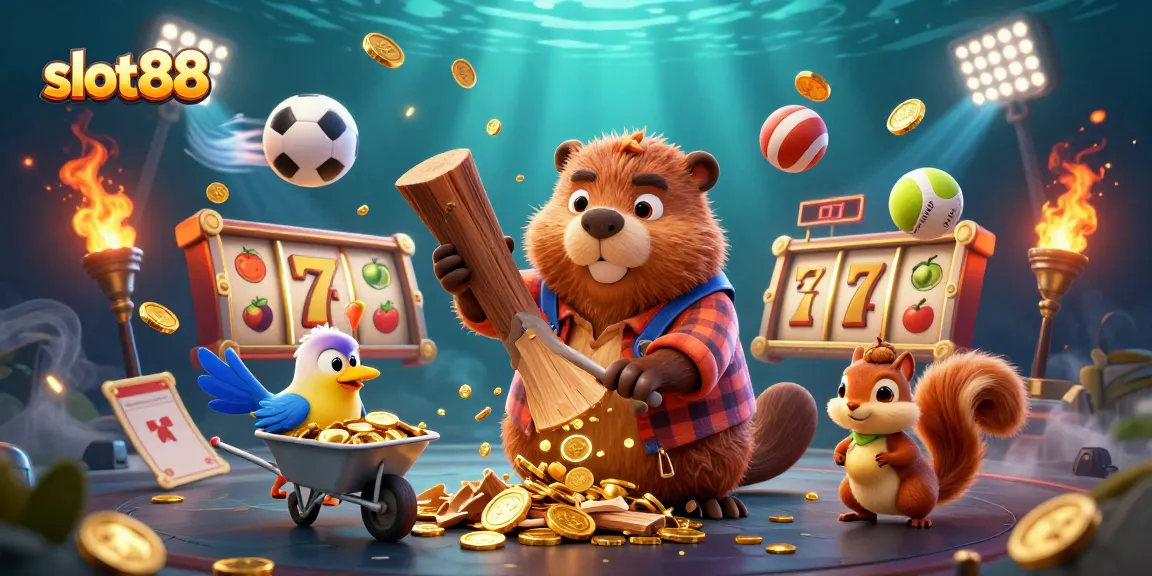 Menggali kemenangan dengan slot88 saat beaver pemotong kayu beraksi mengumpulkan koin emas!