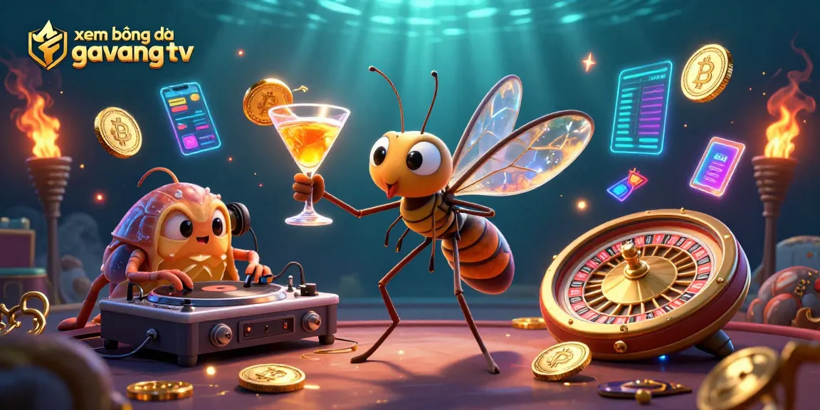 Xem bóng đá gavangtv with a lively 3D scene of animated characters celebrating casino gaming.