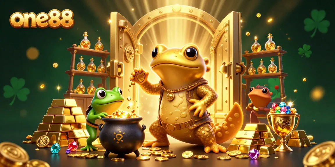 Engage with one88's thrilling casino experience featuring dynamic characters crafting gold and treasures surrounded by vibrant elements, ensuring an exciting gambling atmosphere.
