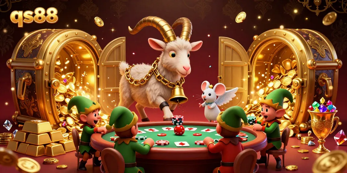Experience the thrilling action at qs88's holiday casino with glimmering treasures and playful characters.