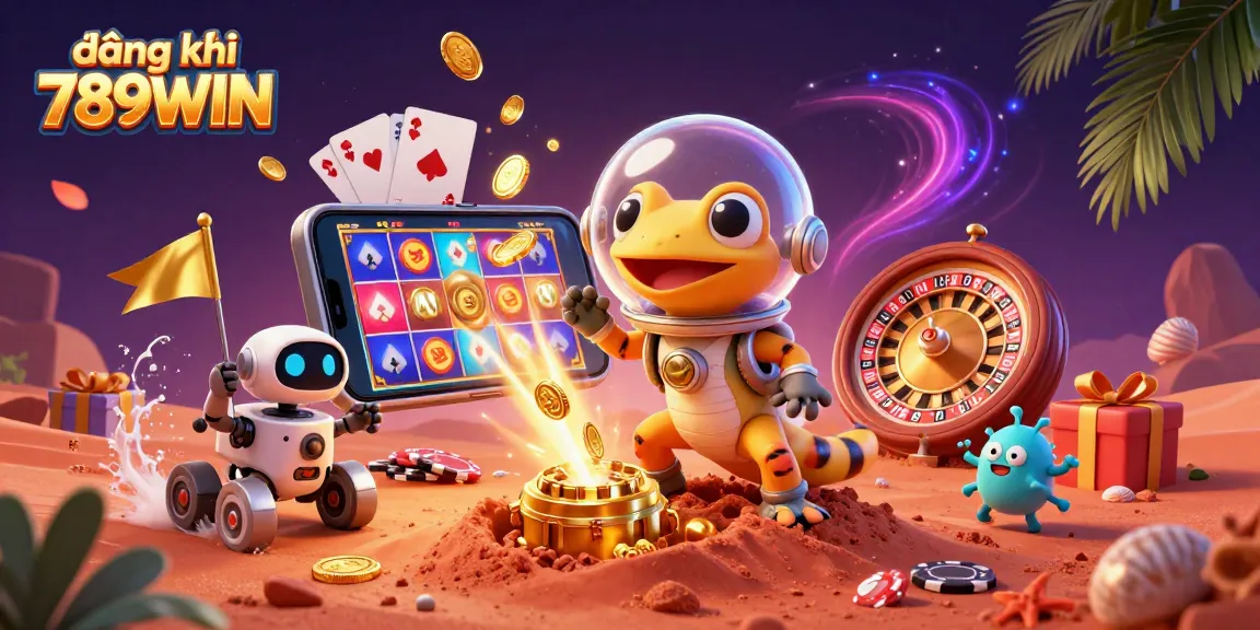 Engage in exciting gameplay at đăng ký 789WIN featuring a Martian gecko discovering a golden casino.