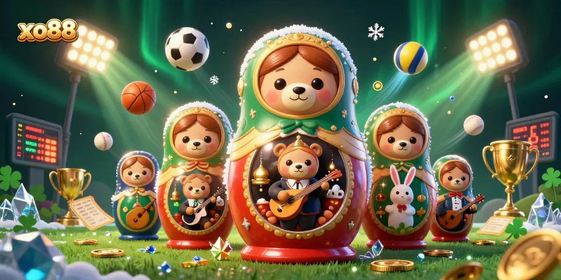 Engage with the xo88 casino scene, showcasing dynamic sports elements and cheerful characters.