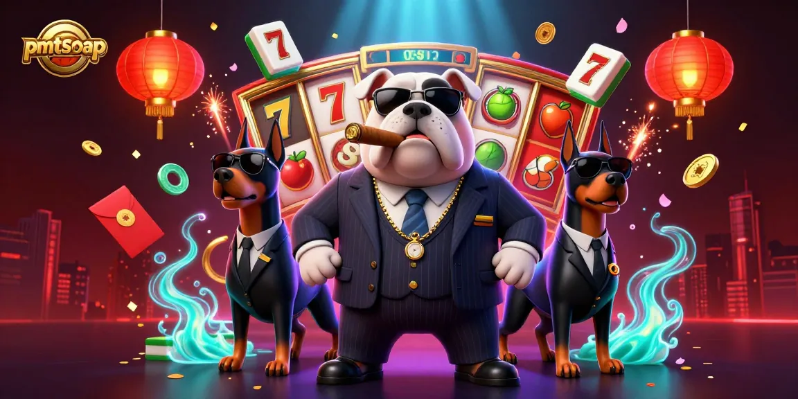 Play slots with pmtsoap amidst a vibrant casino scene filled with animated elements.