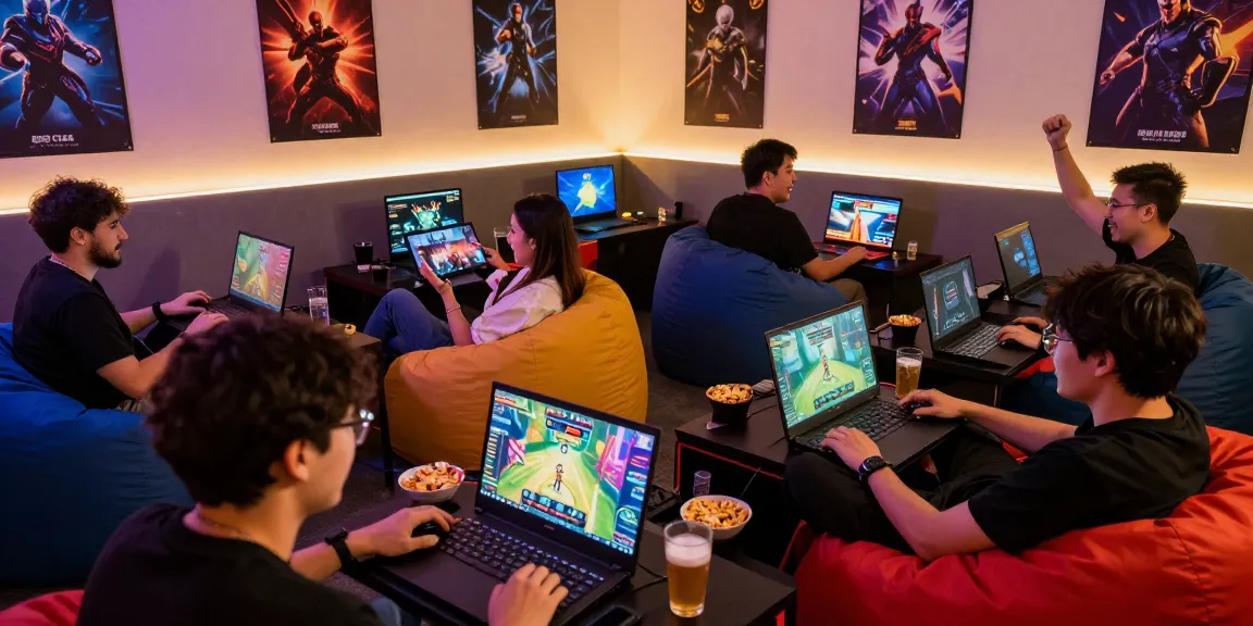Exciting online gaming experience at https://b52club.radio.fm/ with players enjoying vibrant graphics and snacks.