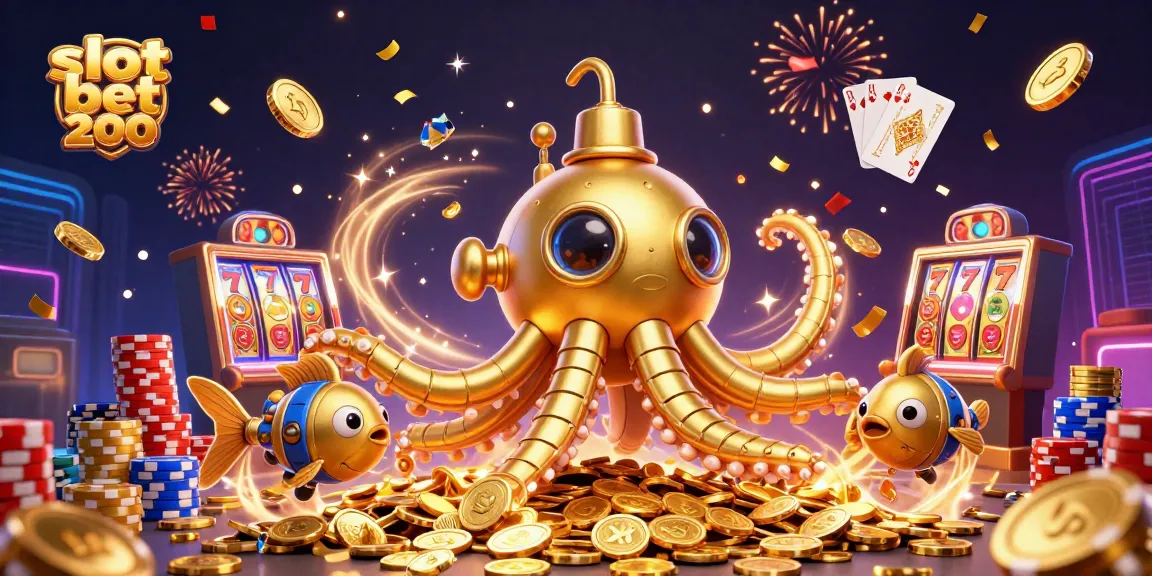 Spin the reels with slot bet 200 in this vibrant casino-themed illustration showcasing winnings.