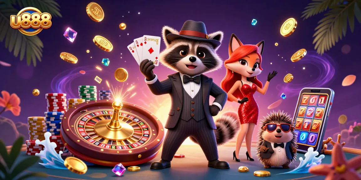 Experience thrilling moments with u888 as cartoon characters indulge in casino games.