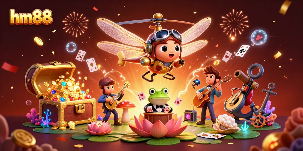 Experience the thrill of gambling at hm88 with vibrant casino scenes featuring lively characters and dynamic elements.