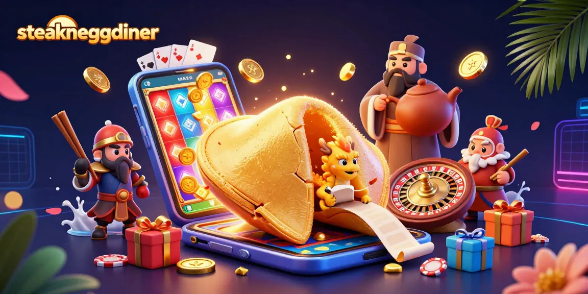 Engage with steakneggdiner's vibrant casino scene featuring slot games and golden treasures.