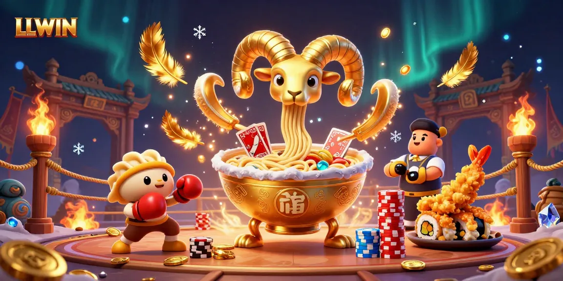 LLWIN presents a vibrant online casino scene with animated characters engaging in casino games.