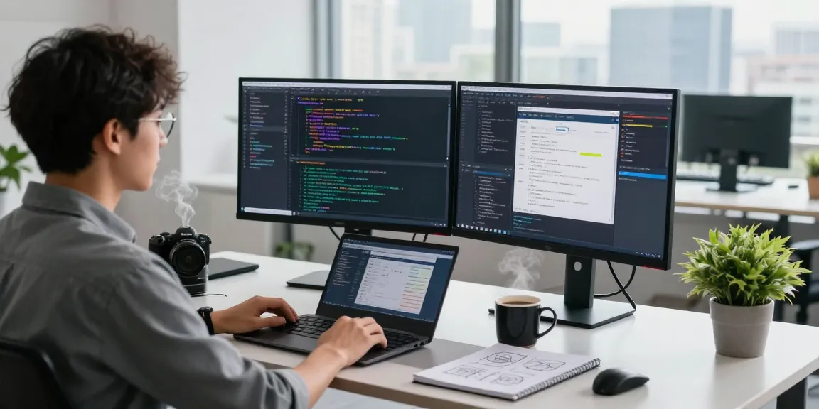 Developer coding at a modern workspace highlighting the WPS Official Website emphasis on innovative software solutions.