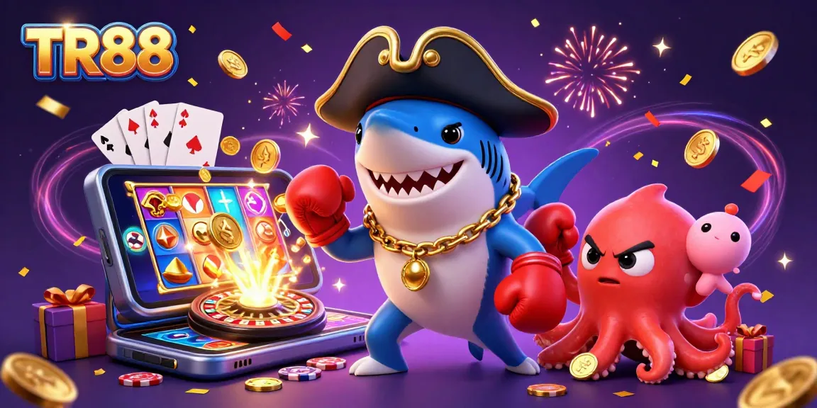Experience TR88's thrilling online casino action with colorful slot games and dynamic characters.